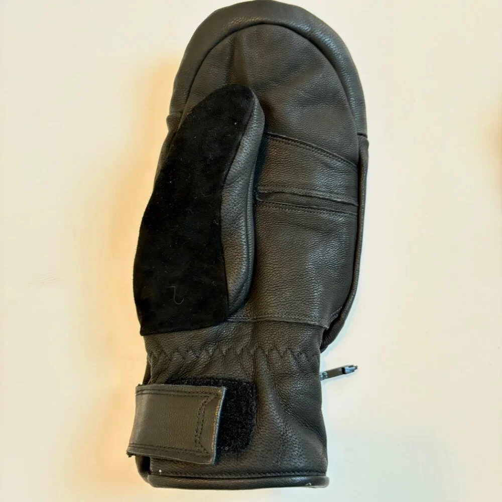 NEW Italic Black Leather Mittens – Water-Repellent Goat Leather, Insulated, Size